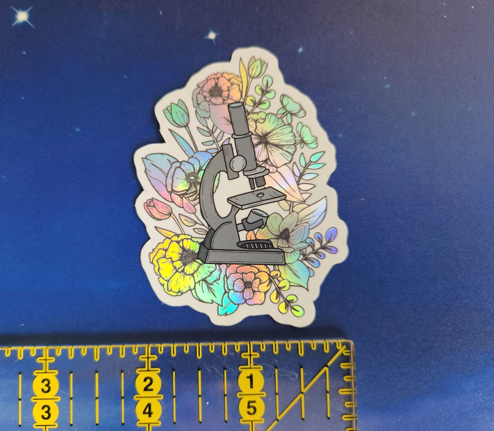 Microscope and Flowers Sticker