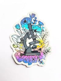 Microscope and Flowers Sticker