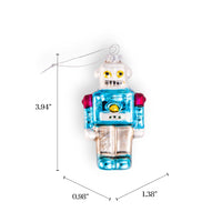 DISC - Retro Blue Robot Glass Ornament