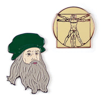 Leonardo & Vitruvian Man Enamel Pin Set