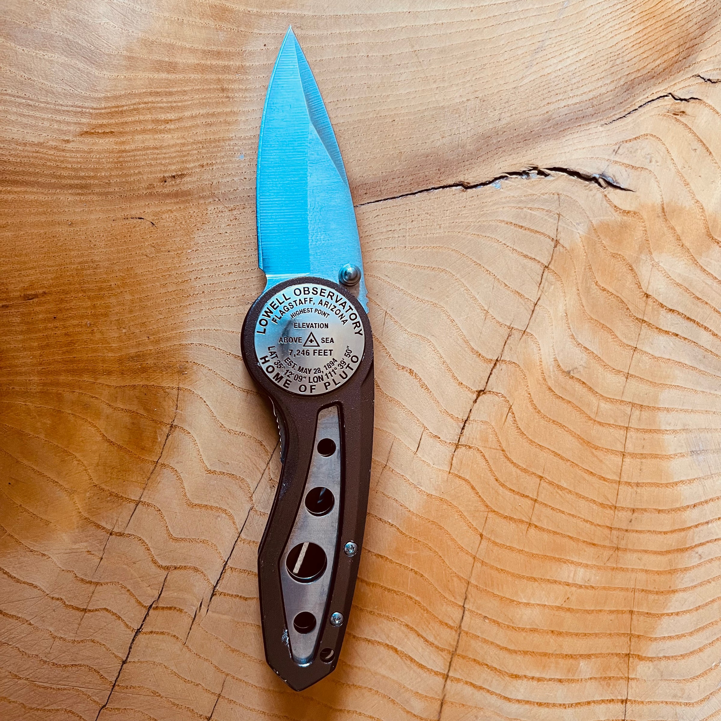 Lowell Benchmark Symbol Pocket Knife