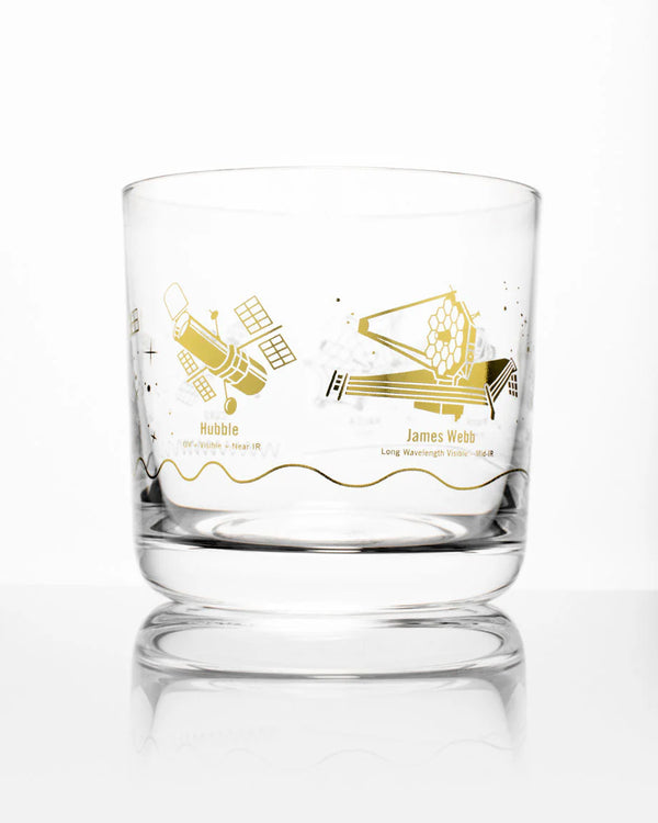 Space Telescopes Whiskey Glass - Gold