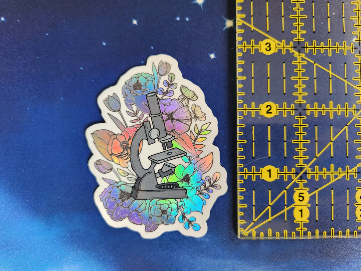 Microscope and Flowers Sticker