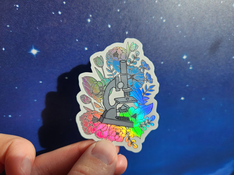 Microscope and Flowers Sticker