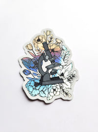 Microscope and Flowers Sticker