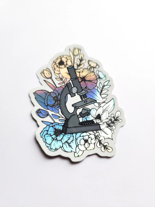 Microscope and Flowers Sticker