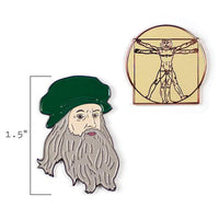 Leonardo & Vitruvian Man Enamel Pin Set