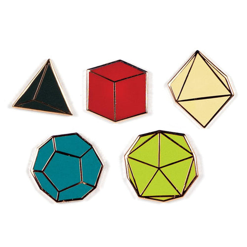 Platonic Solids Enamel Pin Set