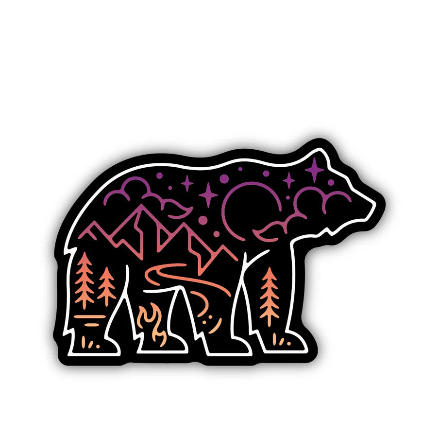 Sunset Bear Scene Sticker
