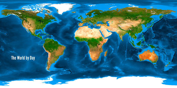 Authentic Cards World Map Day & Night - Long Postcard