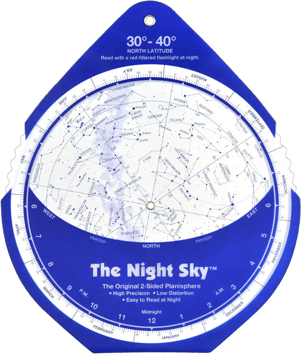 The Night Sky Planisphere 30°-40°N (Large)