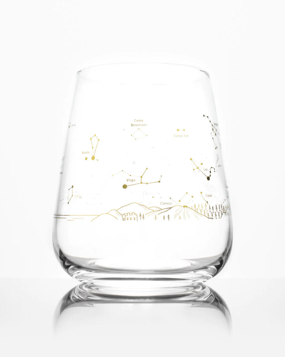 Night Sky Star Chart Wine Glass - Gold