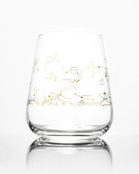 Night Sky Star Chart Wine Glass - Gold