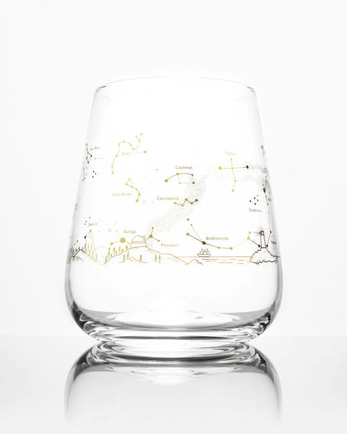 Night Sky Star Chart Wine Glass - Gold