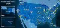 Authentic Cards U.S. Map Day & Night - Long Postcard