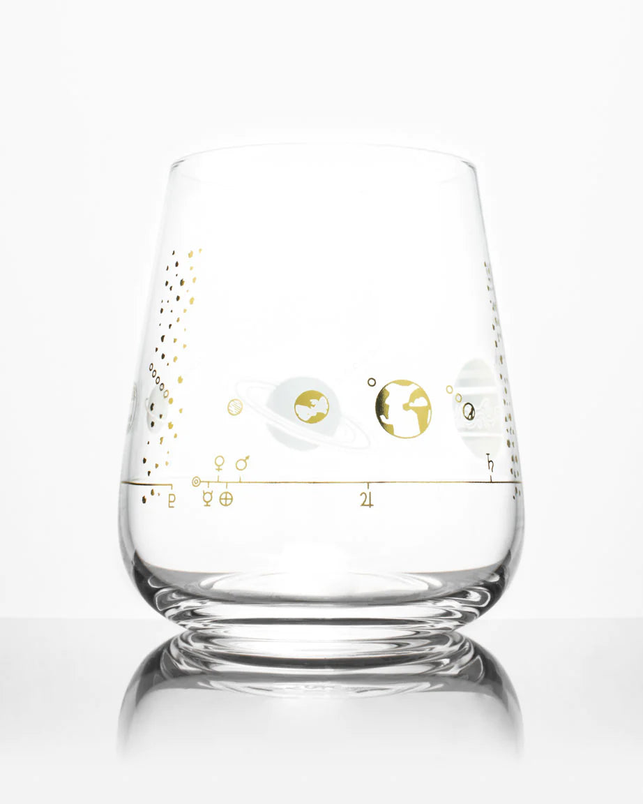 Solar System Wine Glass - Gold